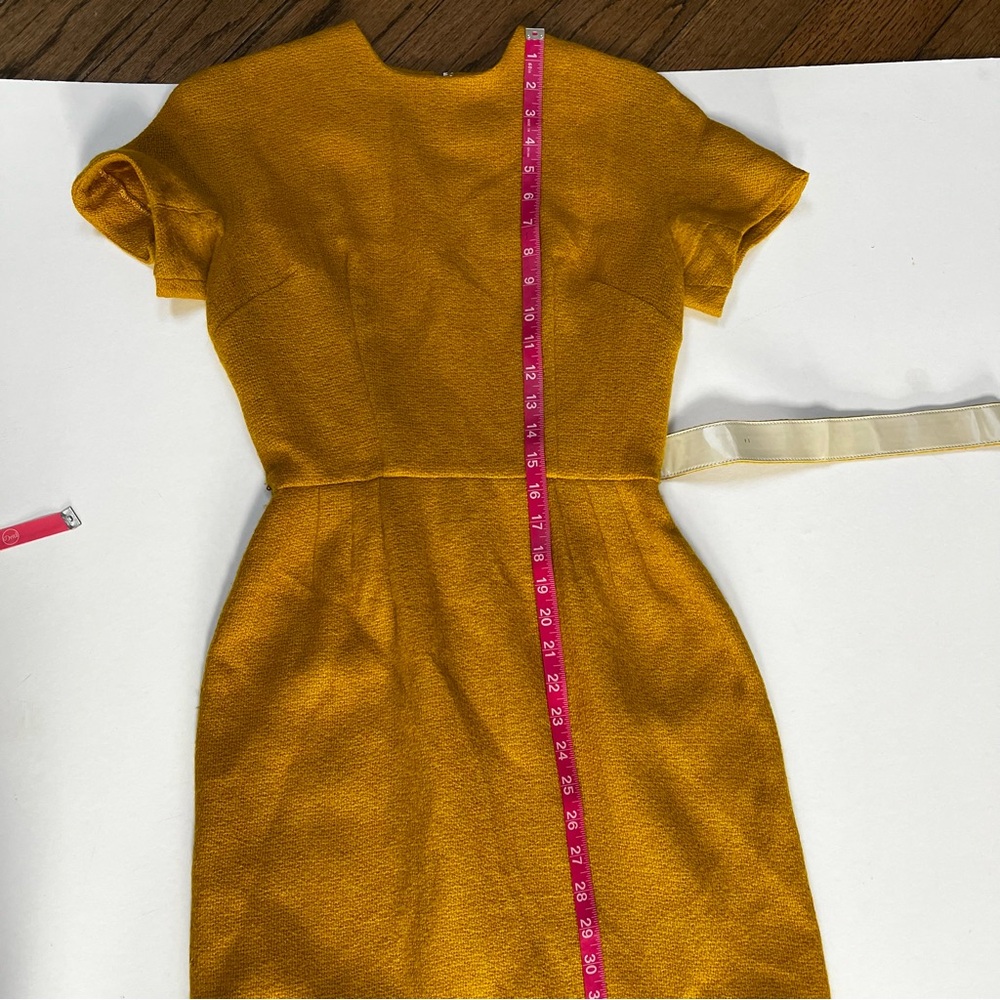 Vintage Chic Mustard Dress and Jacket Ensemble with Matching Belt - Picture 15 of 16